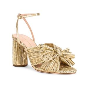 Loeffler Randall Camellia Gold Pleated Bow Heel